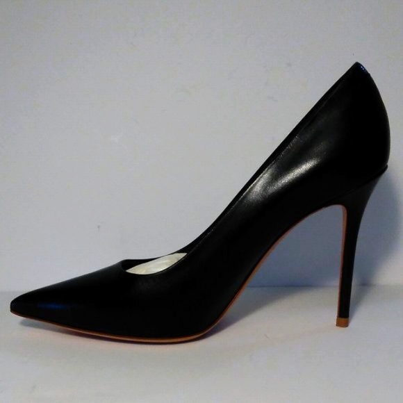 CÉLINE NEW 7.5 BLACK POINTED TOE LEATHER HEELS w BOX pumps womens - Picture 12 of 16